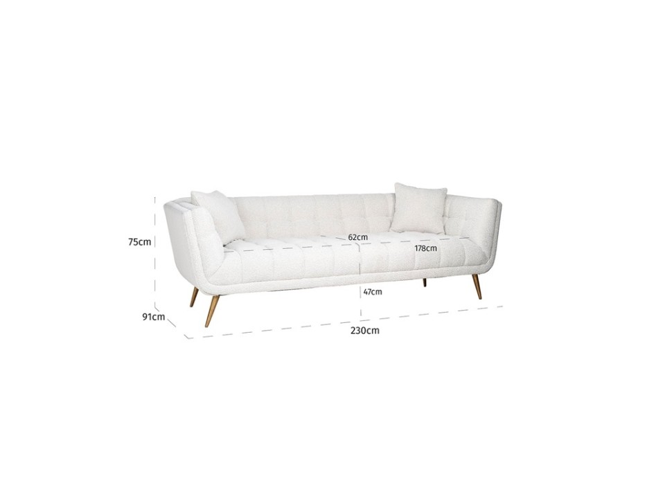 RICHMOND sofa HUXLEY BOUCLE - biała, szczotkowane złoto - Richmond Interiors